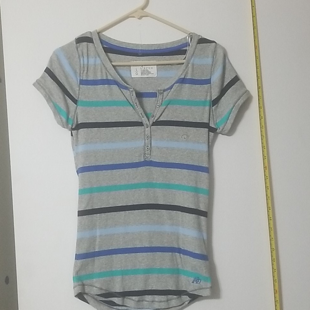 *NEW* Aeropostale ShortSleeve Henley Stripes Large